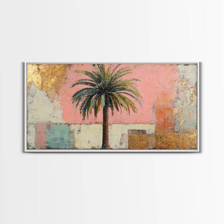 Stylized Palm Tree Framed Canvas Print, Midcentury Modern Art, Wall Decor, Living Room Decor, Fine Art, Retro, Digital Print, MMA-2x1-37