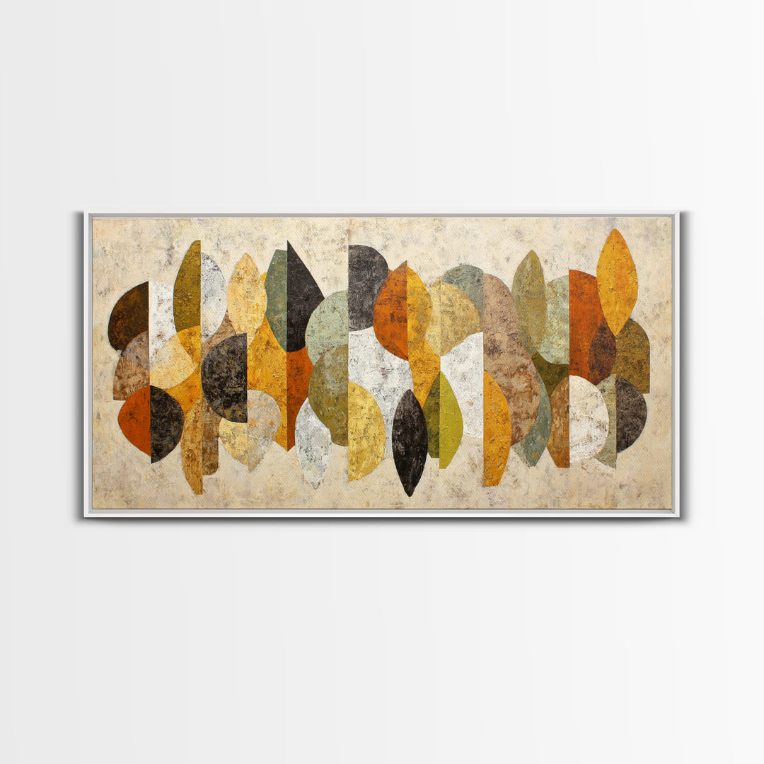 Abstract Leaf Shapes Canvas Print, Midcentury Modern Art, Art, Living Room Decor, Watercolor Art, Retro, Abstract Art, MMA-2x1-78