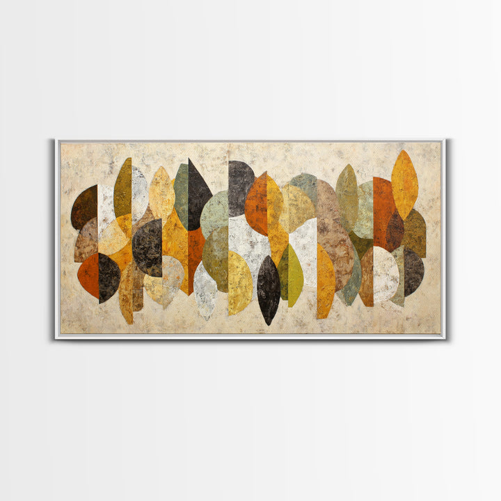 Abstract Leaf Shapes Canvas Print, Midcentury Modern Art, Art, Living Room Decor, Watercolor Art, Retro, Abstract Art, MMA-2x1-78