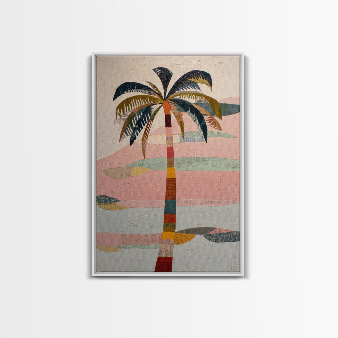 Stylized Palm Tree Framed Canvas Print, Midcentury Modern Art, Art Print, Living Room Decor, Fine Art, Retro, Abstract Wall Art, MMA-2x3-1
