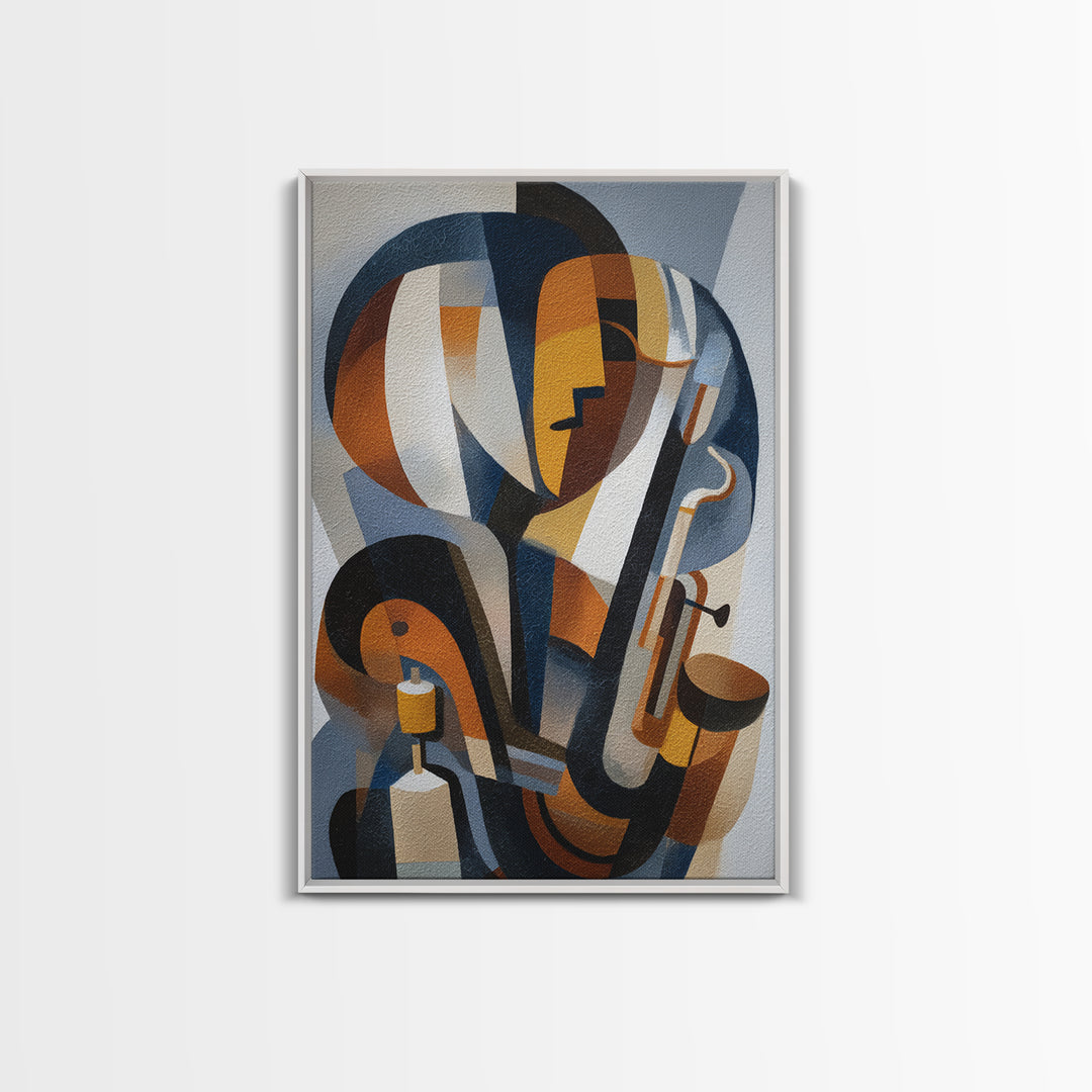 Jazz Musician in Angular Mid Century Style Canvas Print, Midcentury Modern Art, Mid Century Modern, Living Room Decor, Retro, MMA-2x3-17