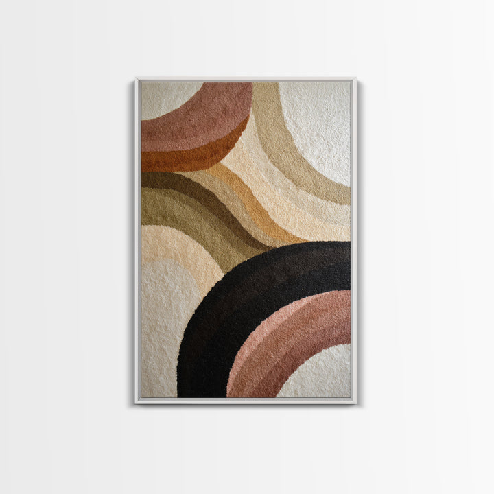 Large Sun and Hill Shapes Framed Canvas Print, Midcentury Modern Art, Living Room Decor, Abstract Art, Retro, MMA-2x3-37