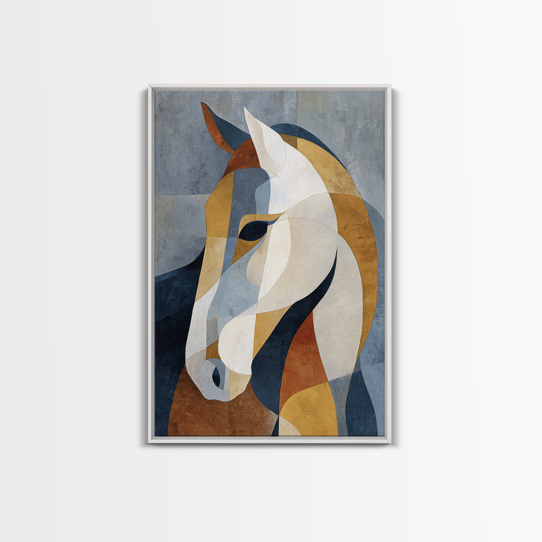 Mid Century Horse Framed Canvas Print, Midcentury Modern Art, Prints, Living Room Decor, Oil Painting, Retro, Abstract Wall Art, MMA-2x3-51