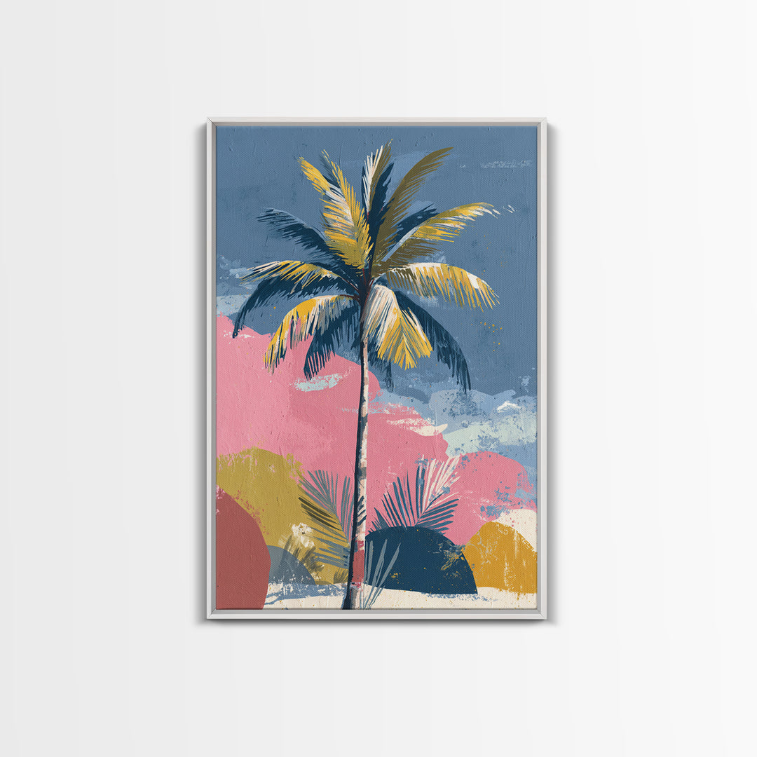 Stylized Palm Tree Framed Canvas Print, Midcentury Modern Art, Living Room Decor, Fine Art, Retro, Neutral Decor, Modern Decor, MMA-2x3-73