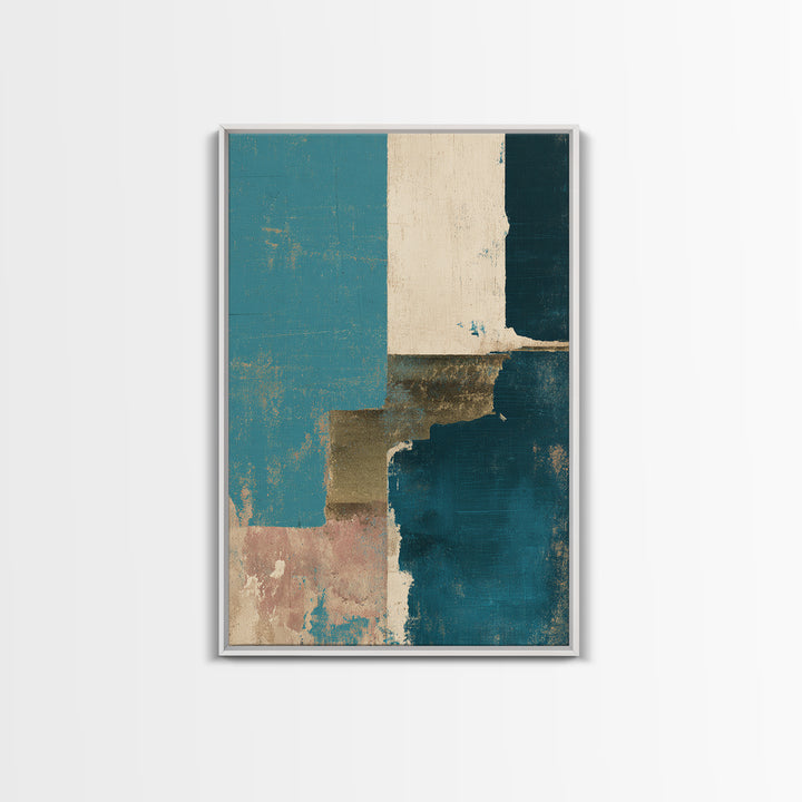 Teal Sofa Era Abstract Pattern Without Furniture Canvas Print, Midcentury Modern Art, Digital Art, Living Room Decor, Retro, MMA-2x3-80