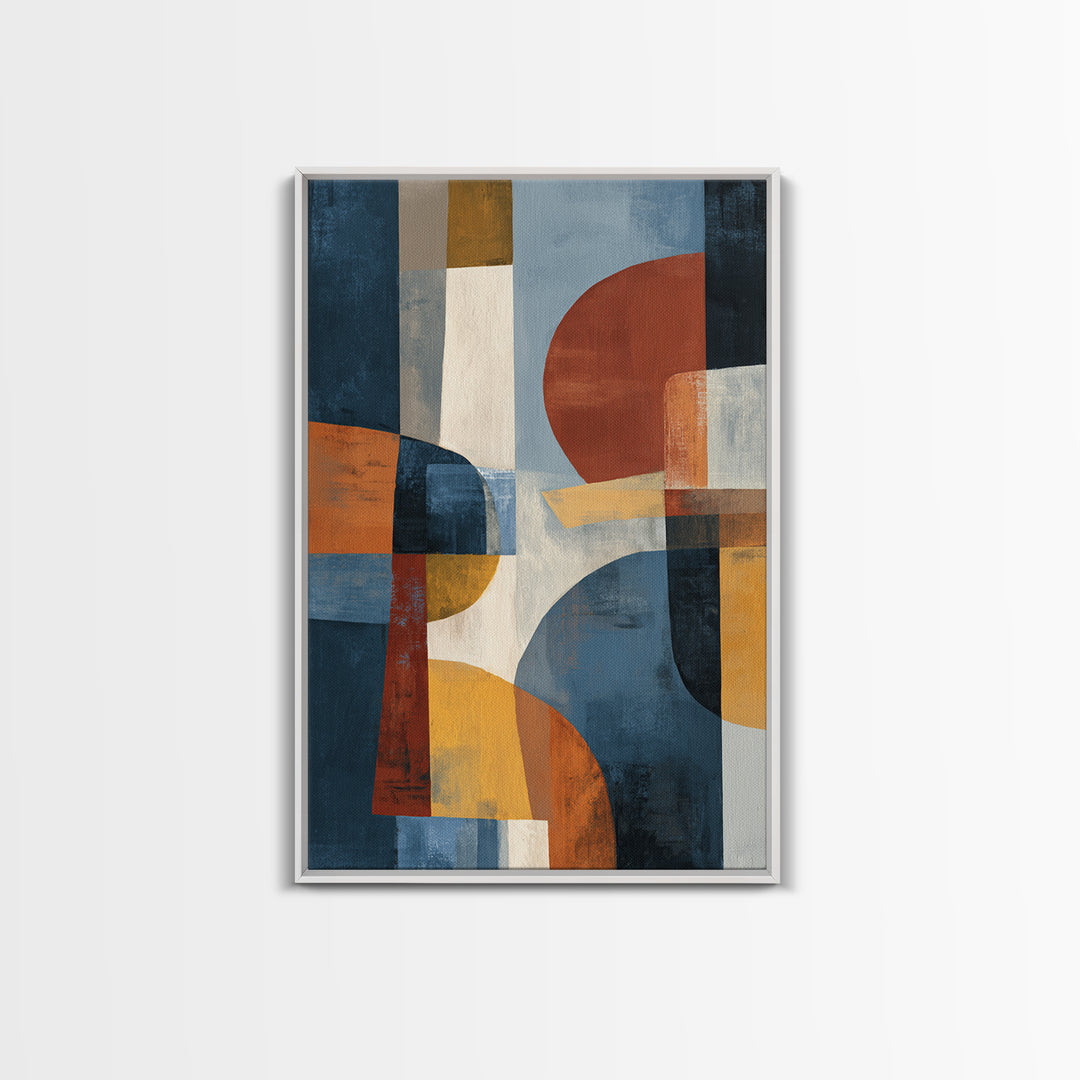 Abstract Cat in Mid Century Color Palette Framed Canvas Print, Midcentury Modern Art, Retro Wall Art, Living Room Decor, Retro, MMA-2x3-83