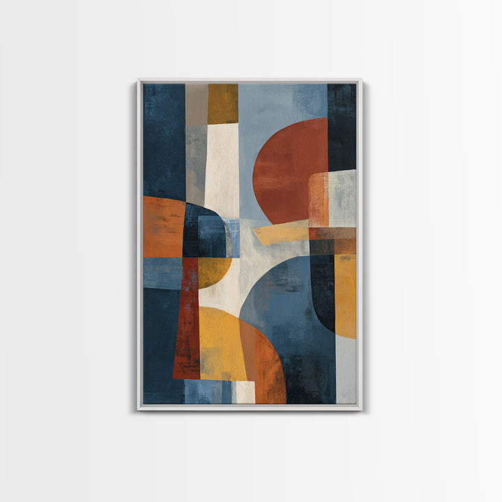 Abstract Cat in Mid Century Color Palette Framed Canvas Print, Midcentury Modern Art, Retro Wall Art, Living Room Decor, Retro, MMA-2x3-83
