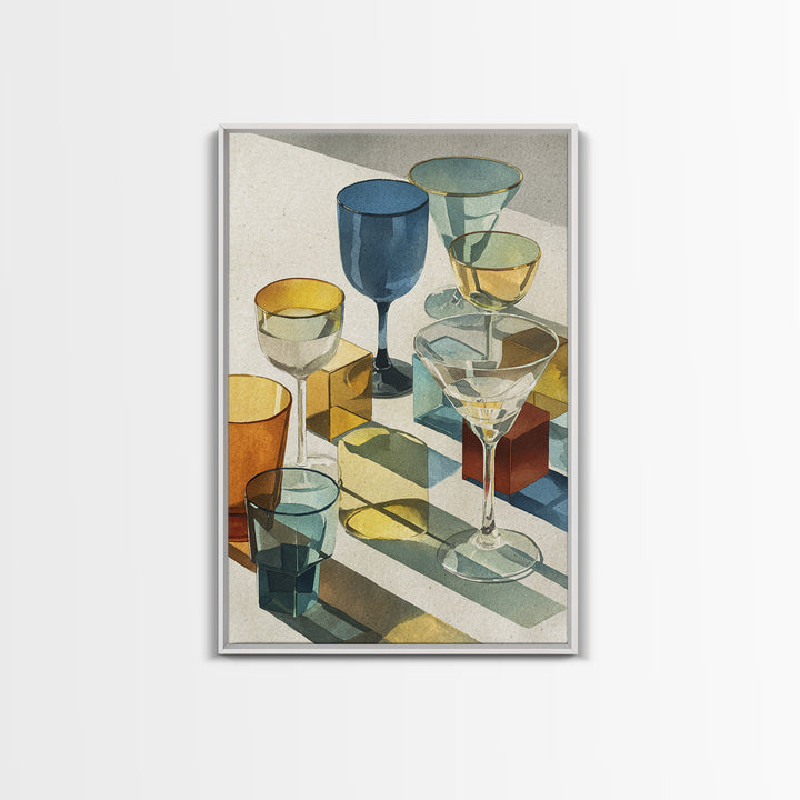 Retro Cocktail Glasses Canvas Print, Midcentury Modern Art, Mid Century Modern, Living Room Decor, Retro, Boho Wall Decor, MMA-2x3-86