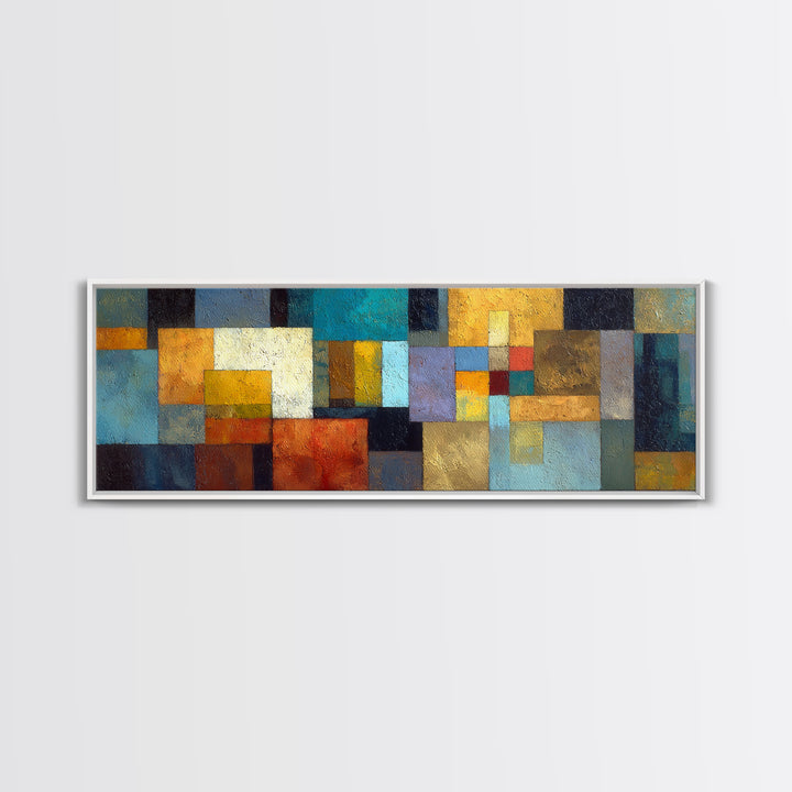 Teal Sofa Era Abstract Pattern Without Furniture Canvas Print, Midcentury Modern Art, Neutral Decor, Living Room Decor, Retro, MMA-3x1-40