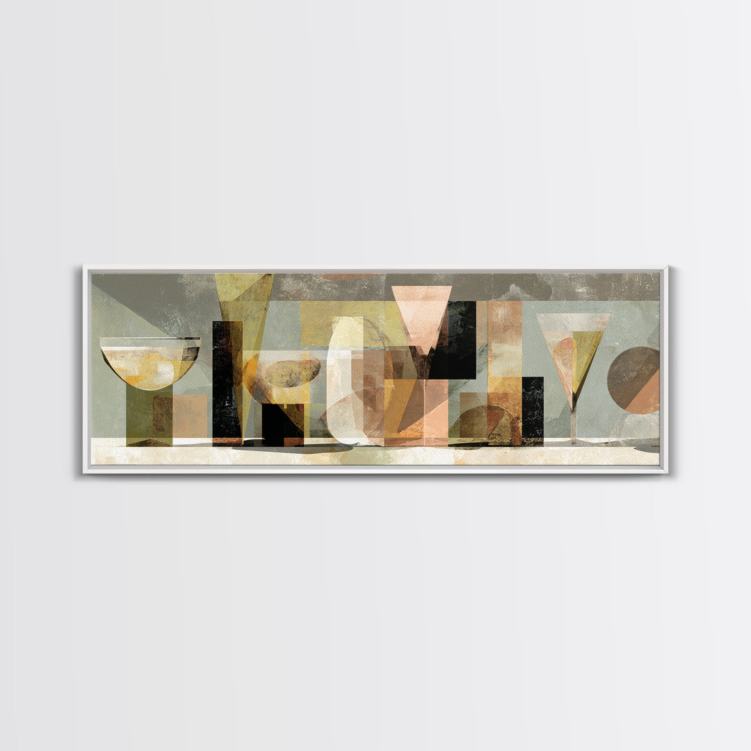 Retro Cocktail Glasses Canvas Print, Midcentury Modern Art, Abstract Wall Art, Living Room Decor, Abstract Art, Retro, MMA-3x1-46