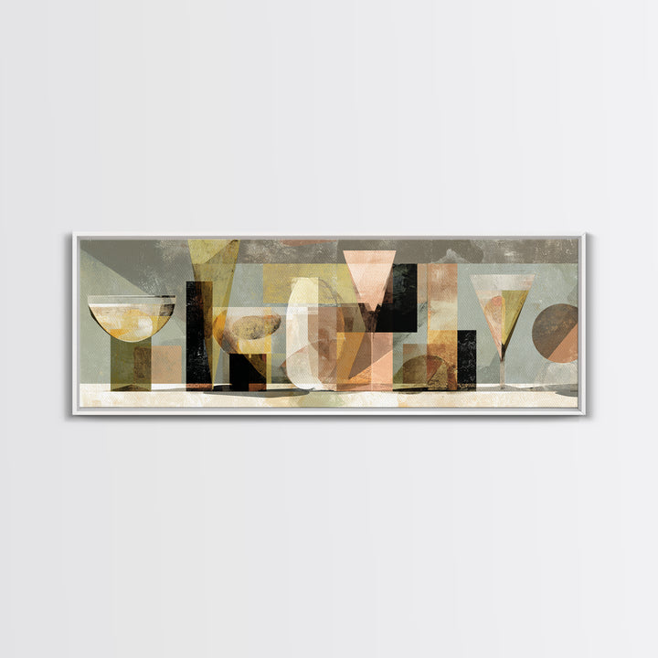 Retro Cocktail Glasses Canvas Print, Midcentury Modern Art, Abstract Wall Art, Living Room Decor, Abstract Art, Retro, MMA-3x1-46
