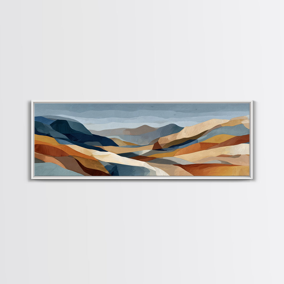 Desert Landscape Reduced to Color Blocks Canvas Print, Midcentury Modern Art, Textured Painting, Living Room Decor, Retro, MMA-3x1-48