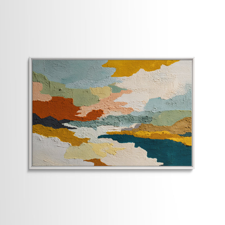 Teal Sofa Era Abstract Pattern Without Furniture Canvas Print, Midcentury Modern Art, Wall Art, Living Room Decor, Retro, MMA-3x2-100