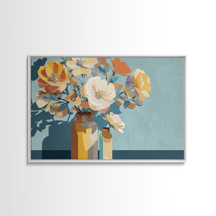 Vase of Flowers Rendered Canvas Print, Midcentury Modern Art, Gallery Decor, Living Room Decor, Fine Art, Retro, Wall Art, MMA-3x2-48