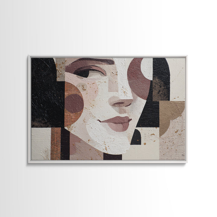 Mod Female Portrait Framed Canvas Print, Midcentury Modern Art, Prints, Living Room Decor, Fine Art, Retro, Abstract Wall Art, MMA-3x2-59