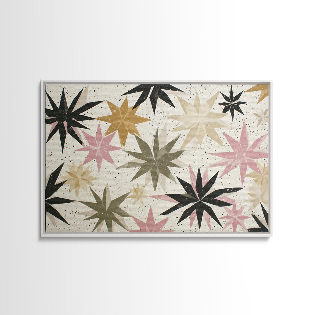 Atomic Starburst Pattern Framed Canvas Print, Midcentury Modern Art, Abstract Art, Living Room Decor, Fine Art, Retro, MMA-3x2-6