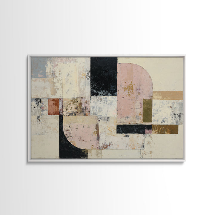 Oval and Rectangle Composition Canvas Print, Midcentury Modern Art, Minimalist Decor, Living Room Decor, Fine Art, Retro, MMA-3x2-68