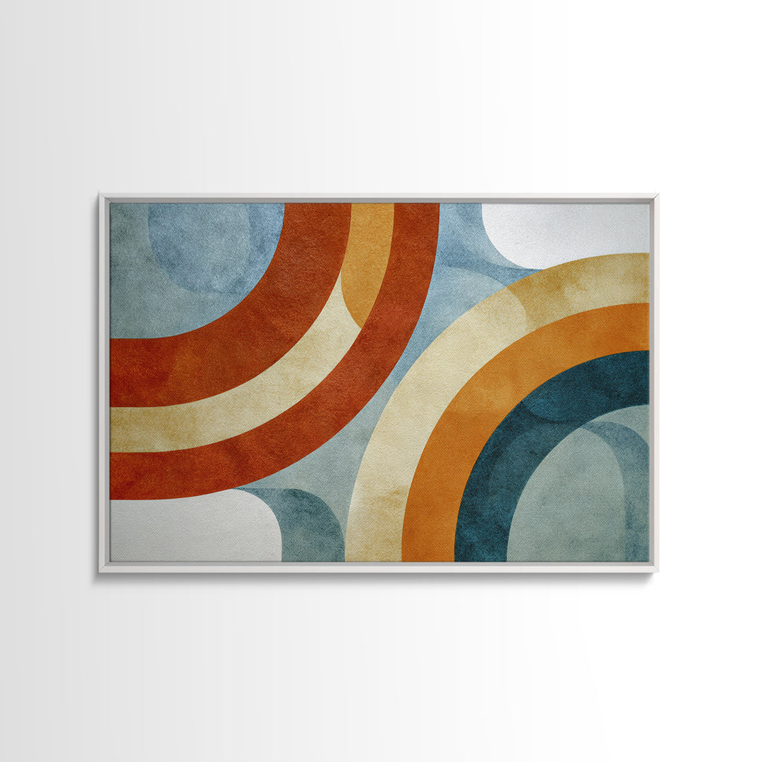 Stacked Arches in Burnt Orange and Cream Canvas Print, Midcentury Modern Art, Boho Decor, Living Room Decor, Oil Painting, MMA-3x2-89