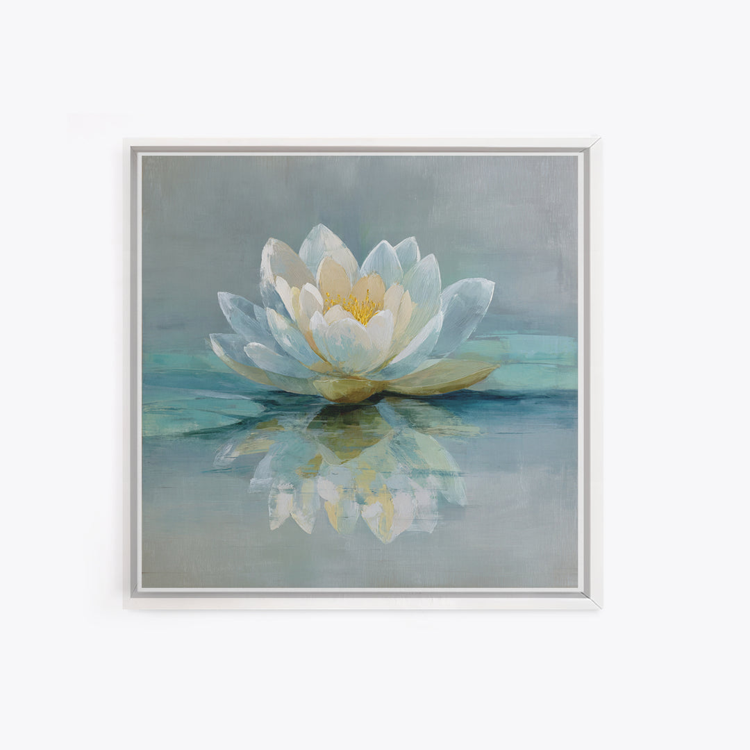 Lotus Flower Floating on Still Water Framed Canvas Print, Medical Office Art, Animal Art, Office Decor, Watercolor Art, Calm, MOA-1x1-11
