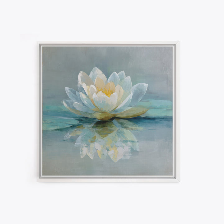 Lotus Flower Floating on Still Water Framed Canvas Print, Medical Office Art, Animal Art, Office Decor, Watercolor Art, Calm, MOA-1x1-11