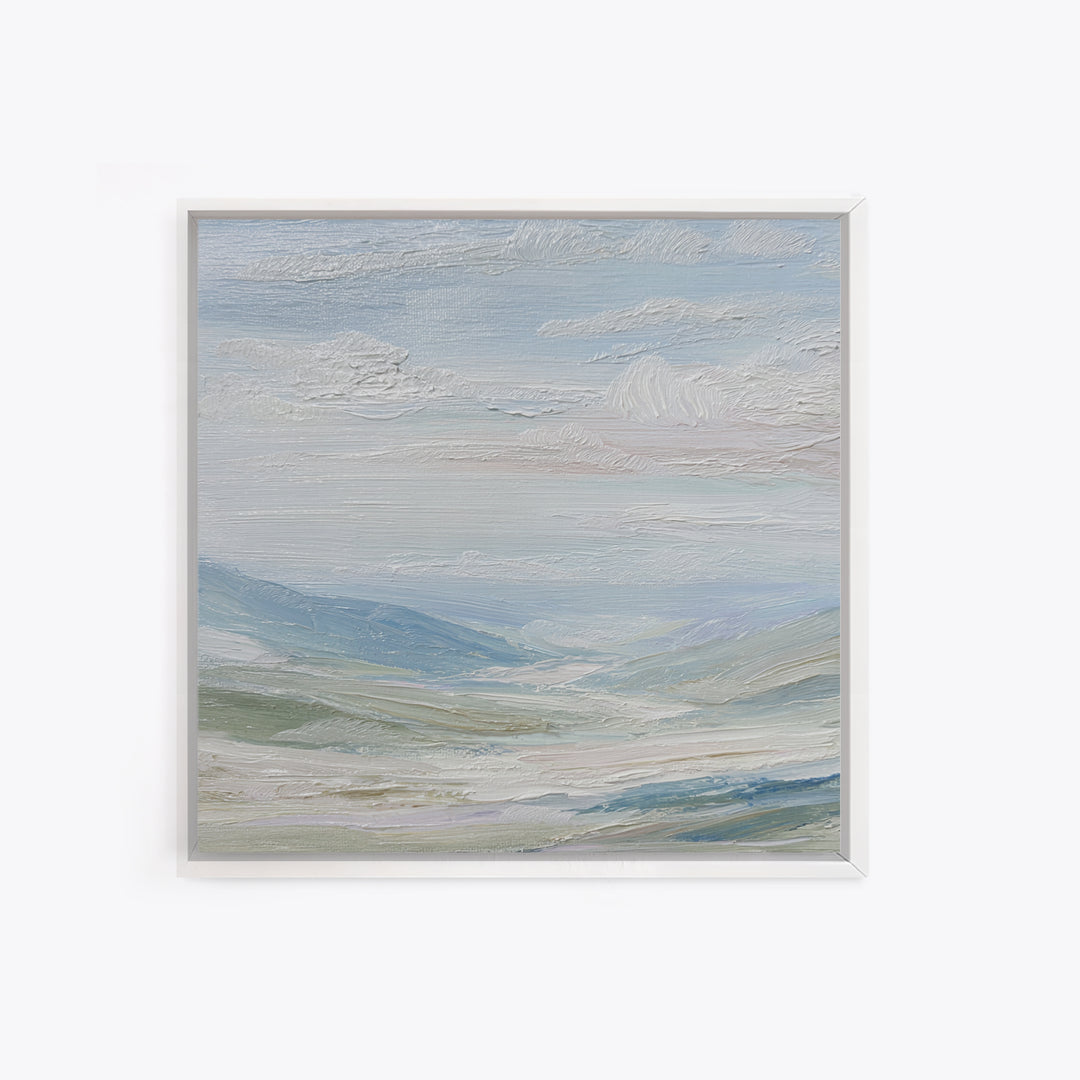 Soft Mountain Landscape Framed Canvas Print, Medical Office Art, Healthcare Wall Art, Office Decor, Oil Painting, Calm, MOA-1x1-2
