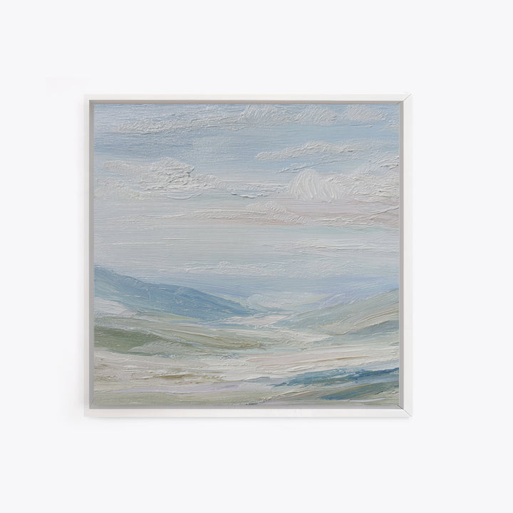 Soft Mountain Landscape Framed Canvas Print, Medical Office Art, Healthcare Wall Art, Office Decor, Oil Painting, Calm, MOA-1x1-2