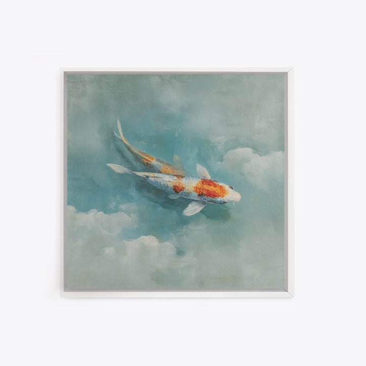 Calm Koi Fish Swimming Through Clear Water Canvas Print, Medical Office Art, Brain Poster, Office Decor, Oil Painting, Calm, MOA-1x1-22