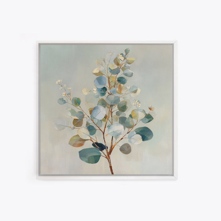 Botanical Eucalyptus Branch Framed Canvas Print, Medical Office Art, Medical Decor, Office Decor, Oil Painting, Calm, MOA-1x1-27
