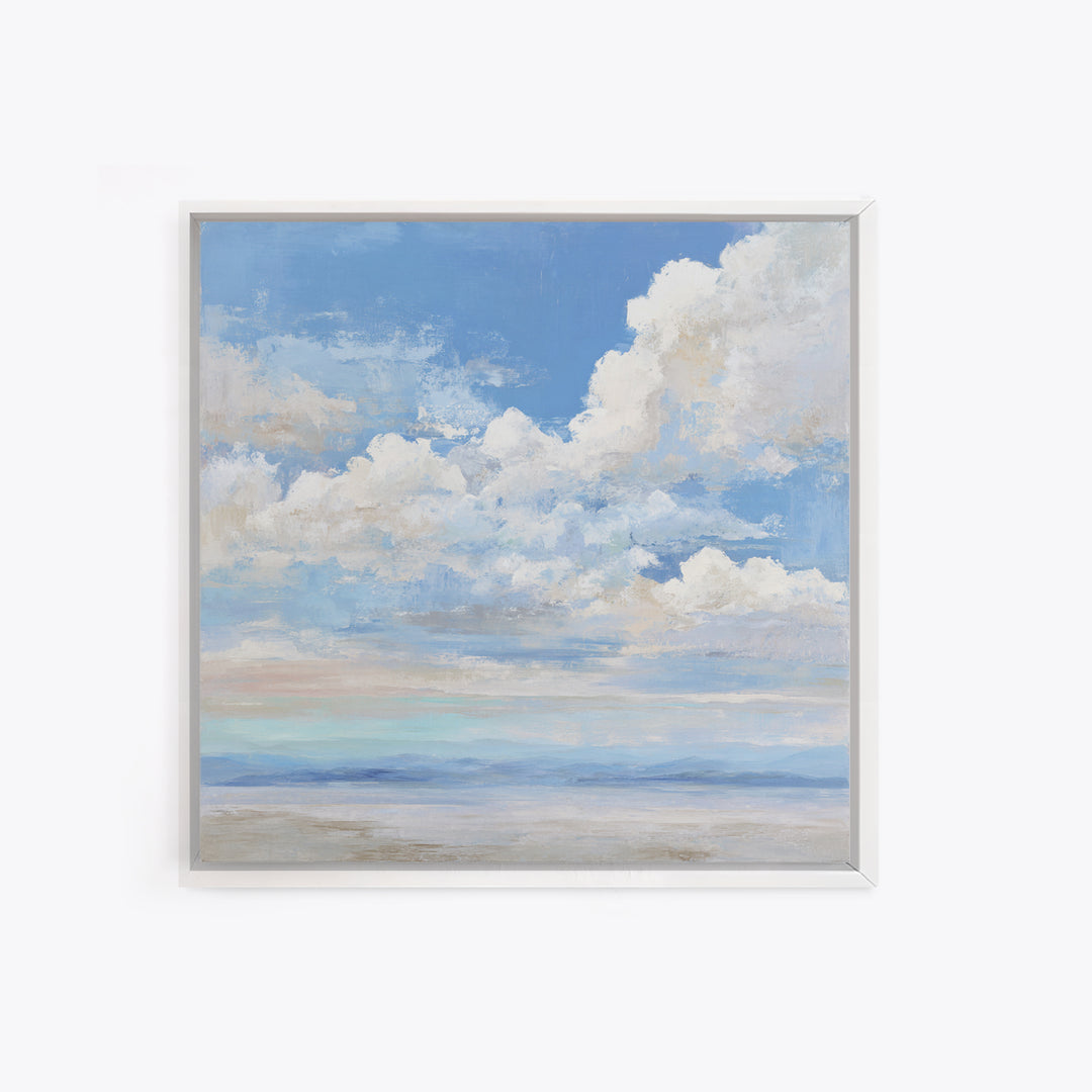 Sky and Cloud Scene Framed Canvas Print, Medical Office Art, Statement Artwork, Office Decor, Abstract Art, Calm, Digital Art, MOA-1x1-33