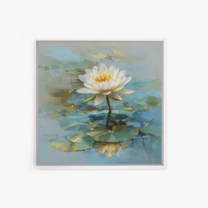 Lotus Flower Floating on Still Water Canvas Print, Medical Office Art, Brain Poster, Office Decor, Watercolor Art, Calm, MOA-1x1-35