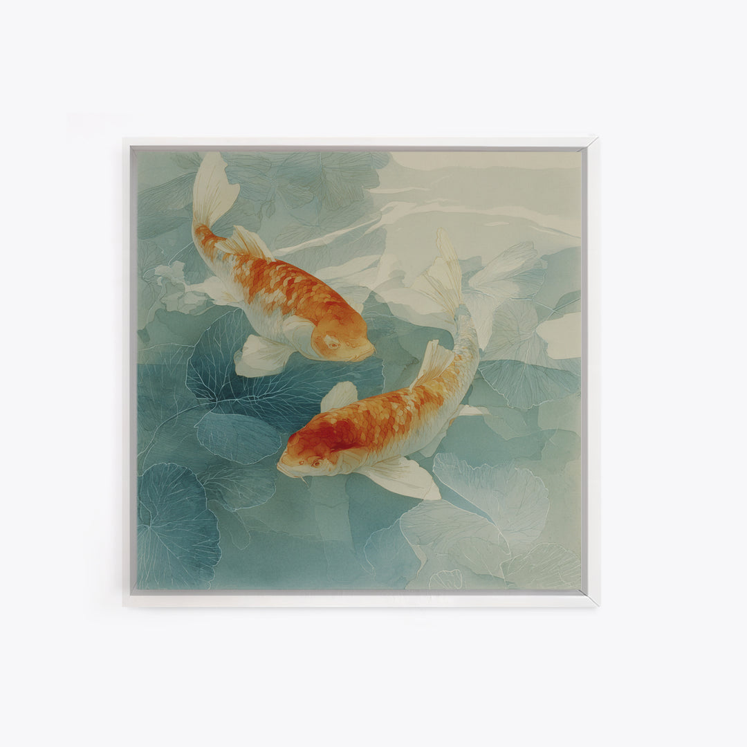 Calm Koi Fish Swimming Through Clear Water Framed Canvas Print, Medical Office Art, Brain Art, Office Decor, Fine Art, Calm, MOA-1x1-46