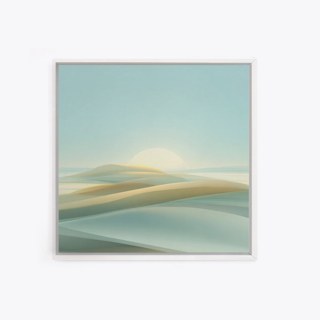 Minimal Sunrise over Rounded Hills Framed Canvas Print, Medical Office Art, Medical Office Decor, Office Decor, Fine Art, Calm, MOA-1x1-47