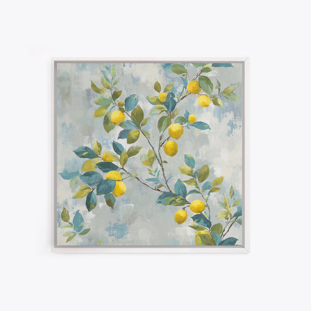 Fresh Citrus and Leaves for Bright Optimism Framed Canvas Print, Medical Office Art, Wall Decor, Office Decor, Fine Art, Calm, MOA-1x1-48