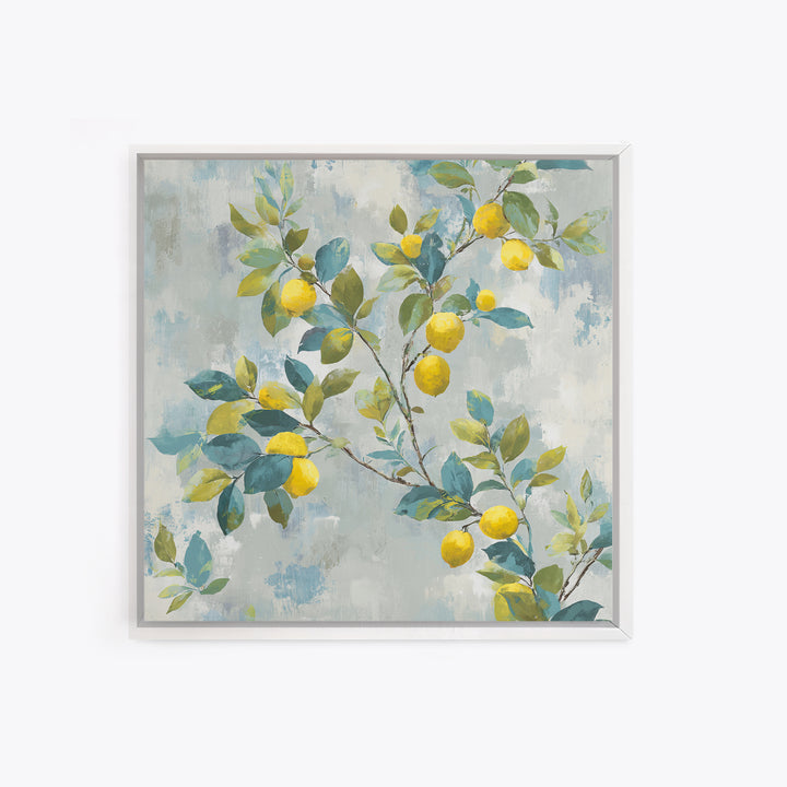 Fresh Citrus and Leaves for Bright Optimism Framed Canvas Print, Medical Office Art, Wall Decor, Office Decor, Fine Art, Calm, MOA-1x1-48
