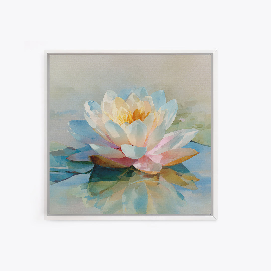 Lotus Flower Floating on Still Water Canvas Print, Medical Office Art, Neuroscience Art, Office Decor, Fine Art, Calm, MOA-1x1-59