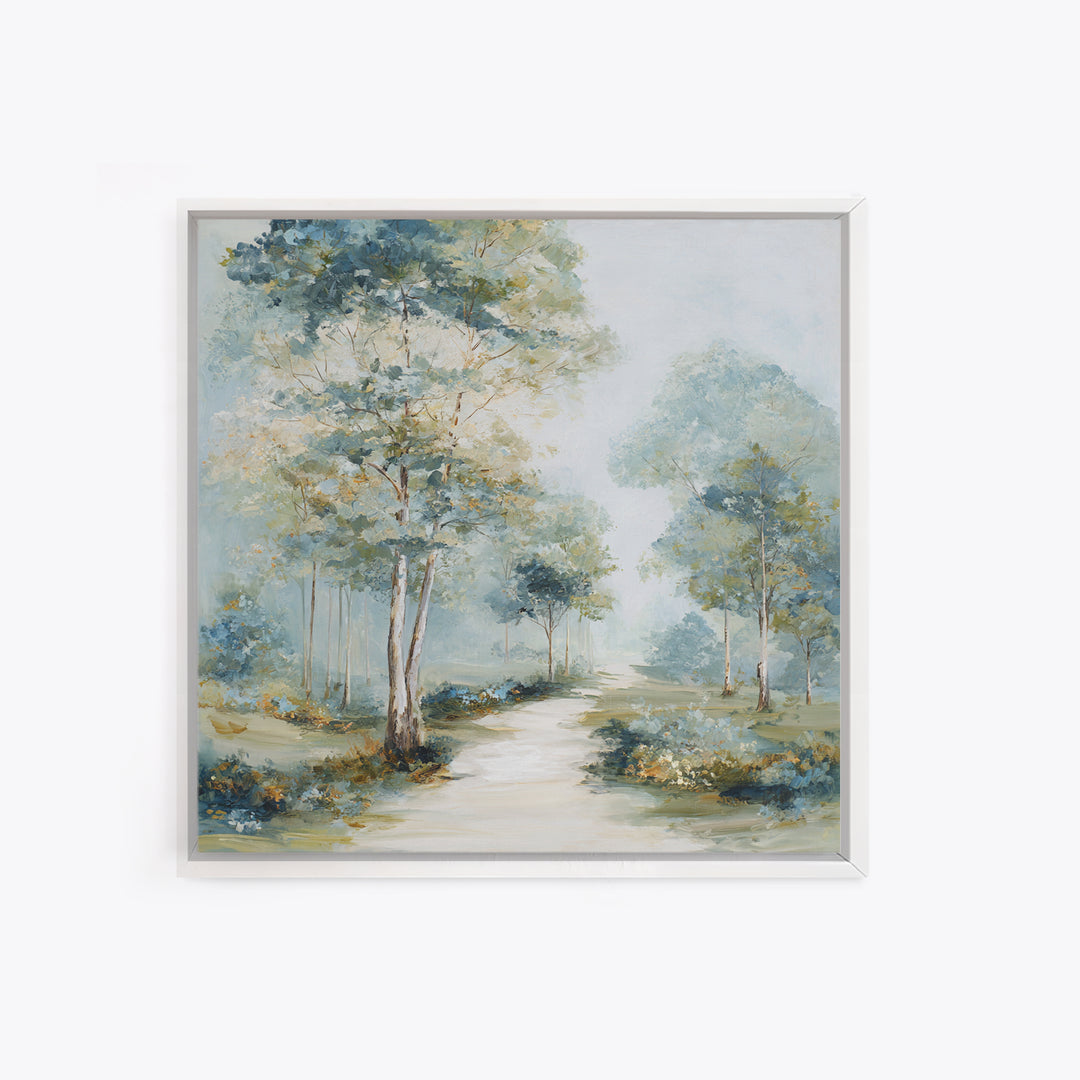 Gentle Forest Path Framed Canvas Print, Medical Office Art, Gallery Decor, Office Decor, Oil Painting, Calm, Contemporary Art, MOA-1x1-65
