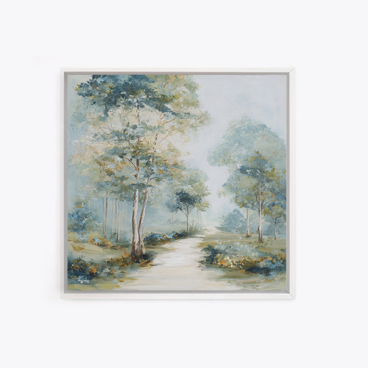 Gentle Forest Path Framed Canvas Print, Medical Office Art, Gallery Decor, Office Decor, Oil Painting, Calm, Contemporary Art, MOA-1x1-65