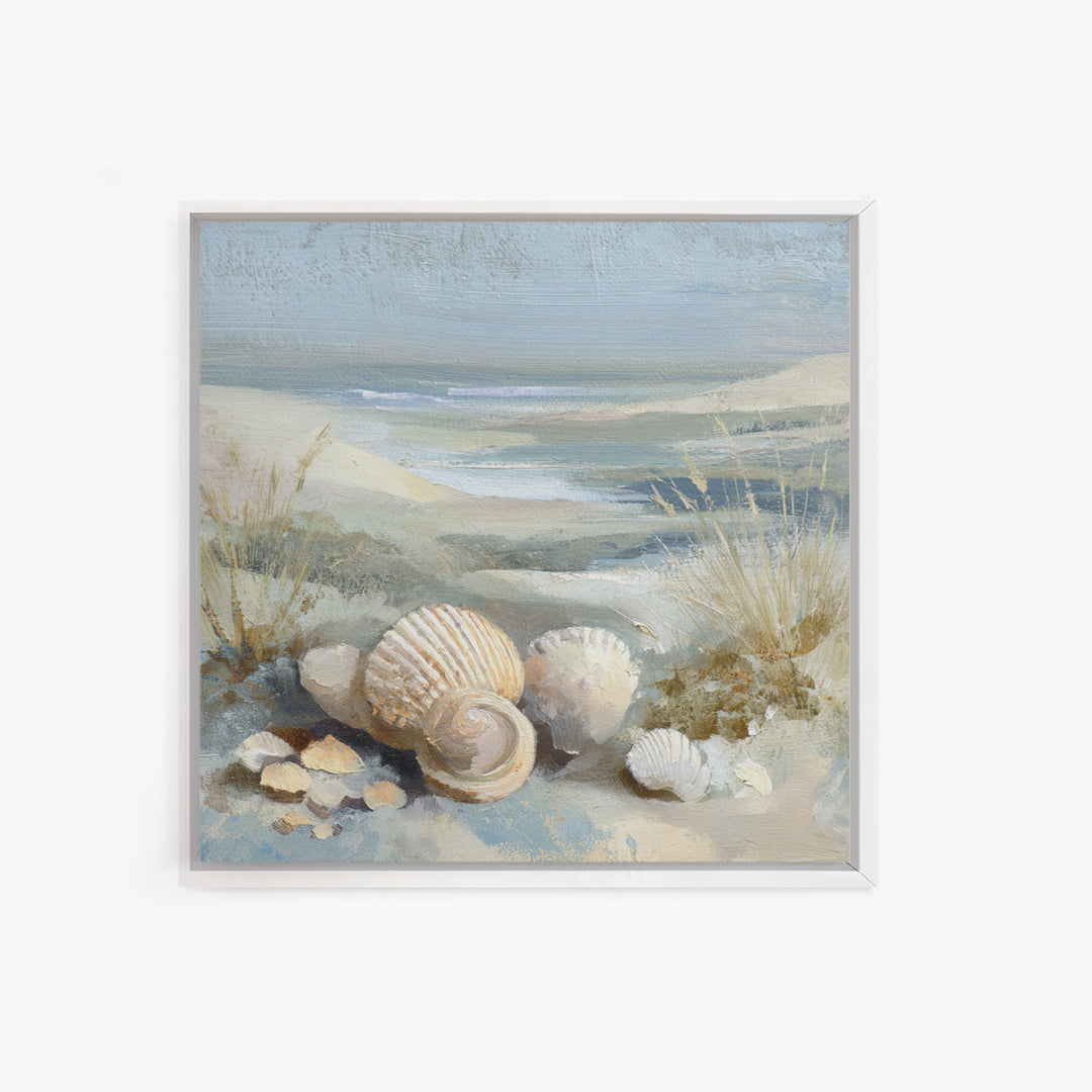 Coastal Shells and Water Study Framed Canvas Print, Medical Office Art, Anatomy Art, Office Decor, Calm, Statement Artwork, MOA-1x1-68