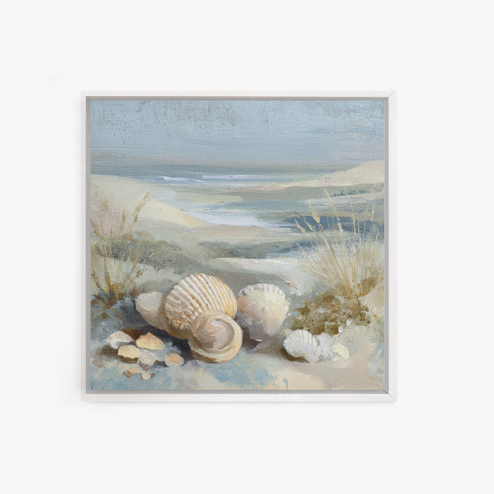 Coastal Shells and Water Study Framed Canvas Print, Medical Office Art, Anatomy Art, Office Decor, Calm, Statement Artwork, MOA-1x1-68