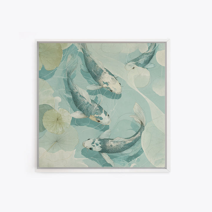 Calm Koi Fish Swimming Through Clear Water Framed Canvas Print, Medical Office Art, Brain Art, Office Decor, Fine Art, Calm, MOA-1x1-70