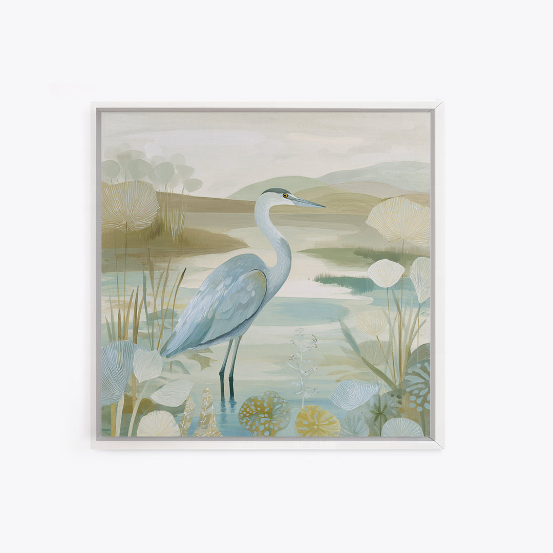 Blue Heron Standing Canvas Print, Medical Office Art, Modern Decor, Office Decor, Fine Art, Calm, Home Decor, Wall Decor, MOA-1x1-86