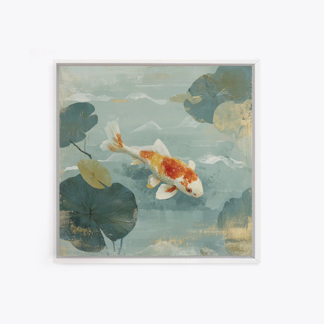 Calm Koi Fish Swimming Through Clear Water Canvas Print, Medical Office Art, Neuroscience Art, Office Decor, Fine Art, Calm, MOA-1x1-94