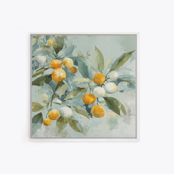 Fresh Citrus and Leaves for Bright Optimism Framed Canvas Print, Medical Office Art, Printable Wall Art, Office Decor, Calm, MOA-1x1-96