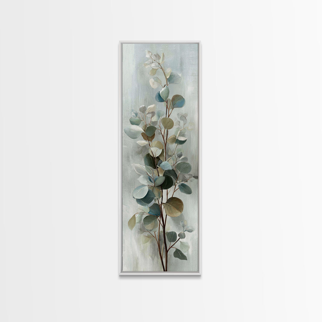 Botanical Eucalyptus Branch Framed Canvas Print, Medical Office Art, Home Decor, Office Decor, Fine Art, Calm, Medical Art, MOA-1x3-15