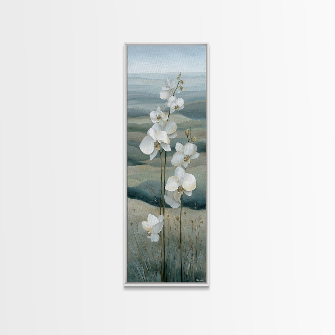 White Orchid on Gray Stone Surface Canvas Print, Medical Office Art, Nurse Wall Art, Office Decor, Fine Art, Calm, Room Decor, MOA-1x3-18
