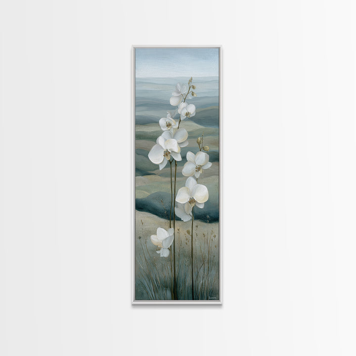 White Orchid on Gray Stone Surface Canvas Print, Medical Office Art, Nurse Wall Art, Office Decor, Fine Art, Calm, Room Decor, MOA-1x3-18