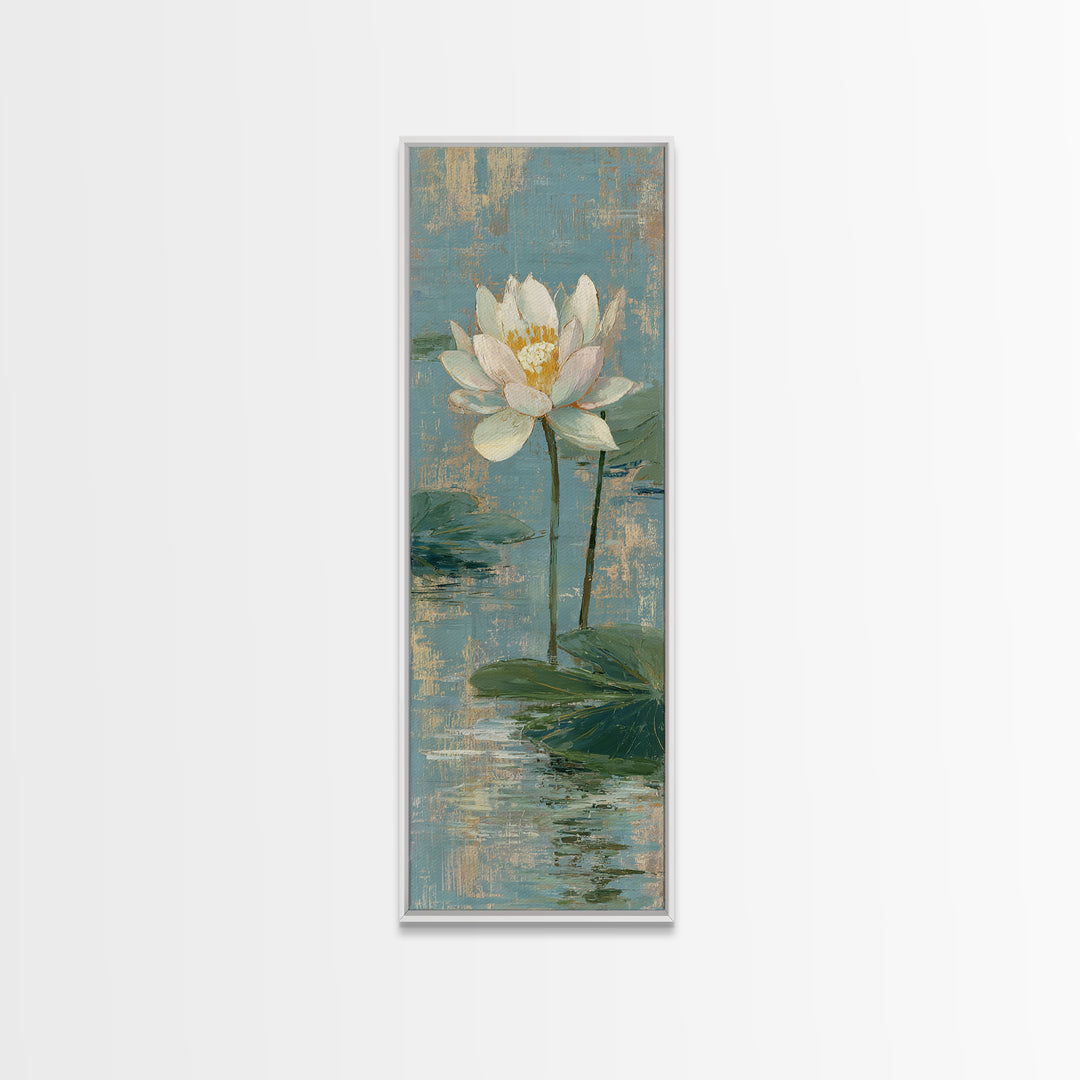 Lotus Flower Floating on Still Water Canvas Print, Medical Office Art, Digital Art, Office Decor, Watercolor Art, Calm, MOA-1x3-23