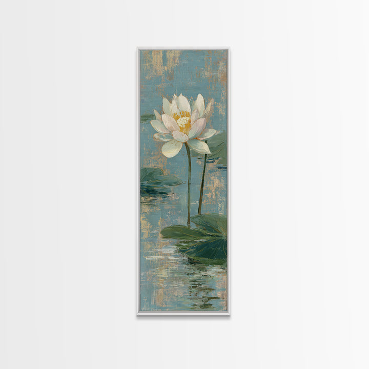 Lotus Flower Floating on Still Water Canvas Print, Medical Office Art, Digital Art, Office Decor, Watercolor Art, Calm, MOA-1x3-23