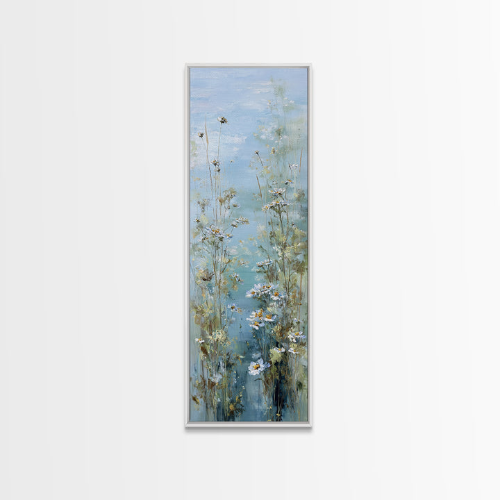 Sunlit Meadow with Wildflowers and Calm Mood Framed Canvas Print, Medical Office Art, Office Decor, Oil Painting, Calm, MOA-1x3-24