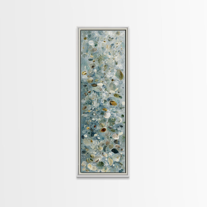 Coastal Shells and Water Study Canvas Print, Medical Office Art, Textured Painting, Office Decor, Calm, Minimalist Art, MOA-1x3-32